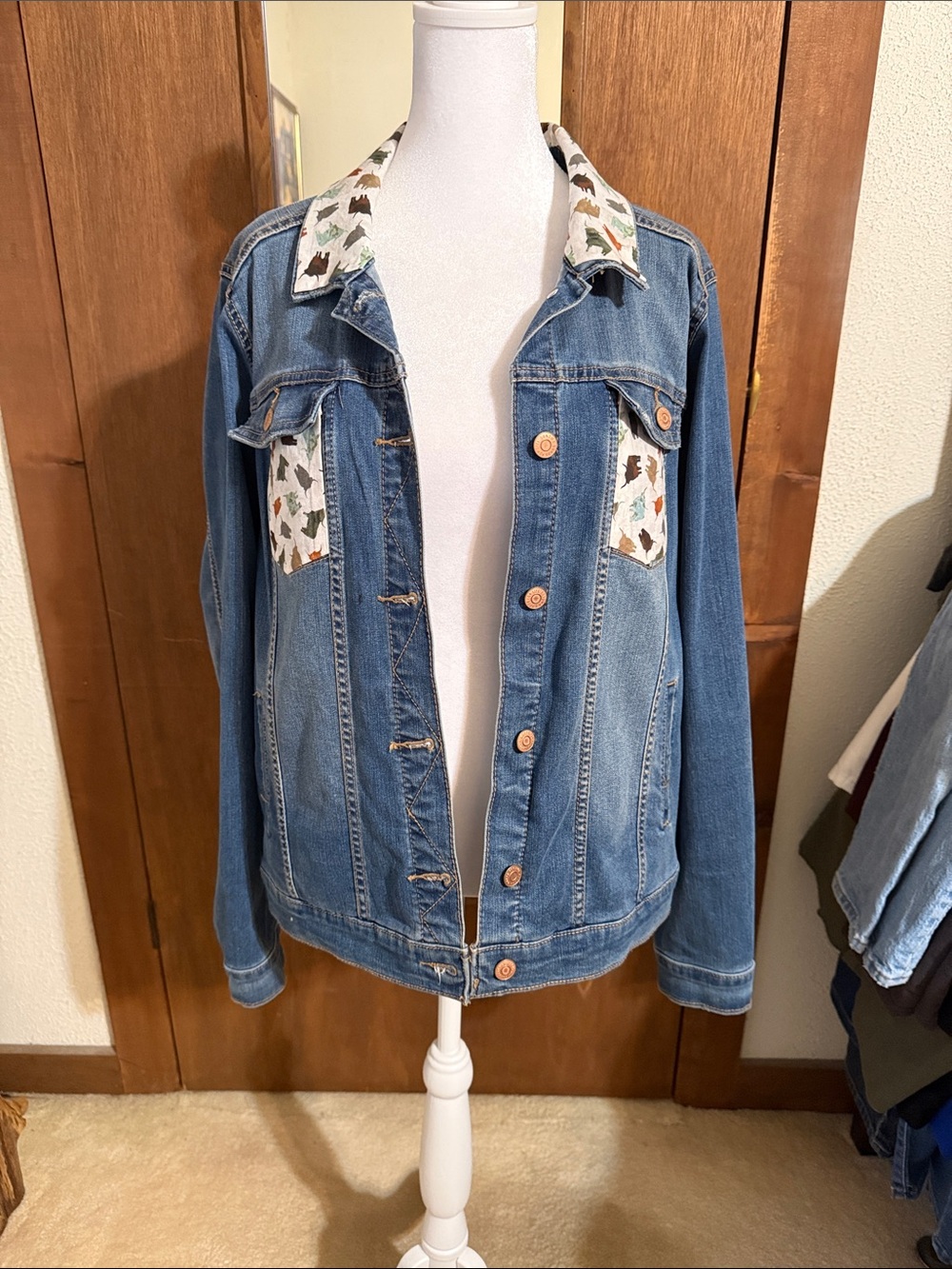 Sonoma Blue Denim Jacket with Printed Collar and Pocket Details